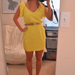 Yellow dress with gold belt
